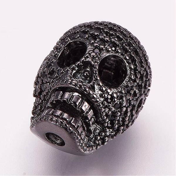 Brass Micro Pave Cubic Zirconia Beads