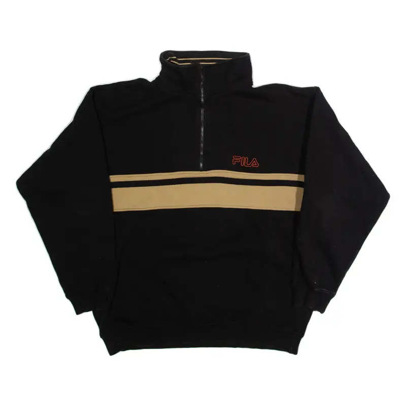 FILA Mens Sweatshirt Brown 1/4 Zip XL