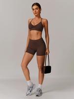 Women's Solid Crop Sports Top & High Waist Shorts Tracksuit Set, Sporty Casual Breathable Quick Drying for Yoga Gym Workout R...
