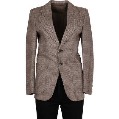 Unbranded Checked Blazer - Medium Brown Virgin Wool