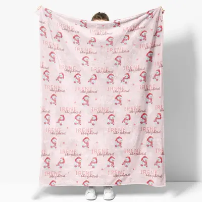 Custom Name Pink Snowman Repeat Christmas Blanket - Aperturee