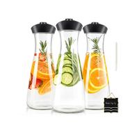 SUMETAS 34 oz Water Bottle Set, Juice Containers with Resealable Lids, Comes with 3 Wood Labels and 1 Label/Drinker Bottle Co...