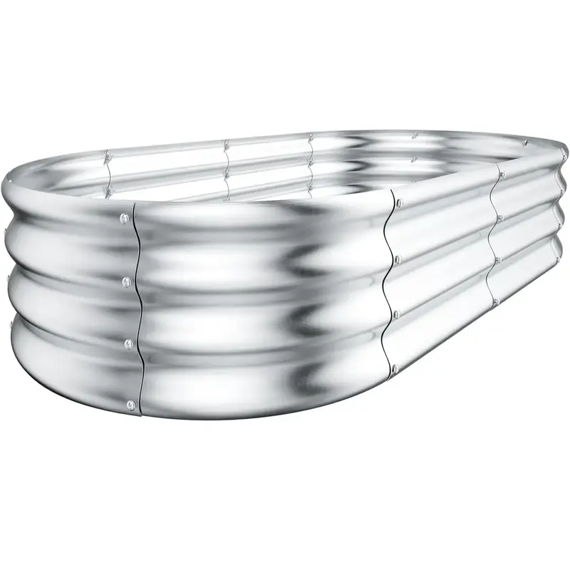 Galvanized Raised Garden Bed for Vegetables - Outdoor Planter Boxes with Large Stock Tank and Metal Plant Stakes, 4x2x1ft rai...