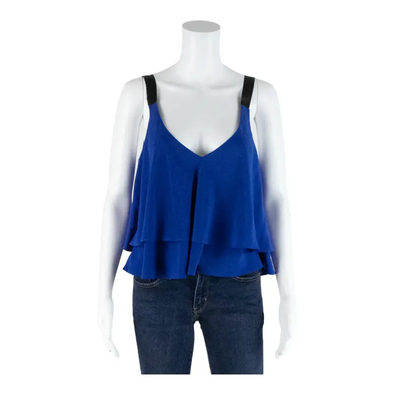 ZARA TRAFALUC Flared Blue Sleeveless Camisole Top Womens S