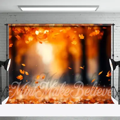 Autumn Fallen Leaves Orange Photo Studio Backdrop - Aperturee
