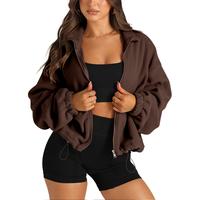Angerella Christmas gifts Women's Stand Collar Polar Fleece Jacket Short Basic Casual Warm Winter Long Sleeve Sweatshirt Sher...