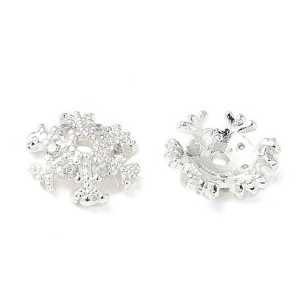 Brass Micro Pave Clear Cubic Zirconia Bead Caps