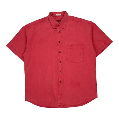 Austin Reed Short Sleeve Shirt - Large Red Cotton