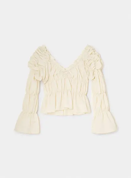 SADIE ECRU RUCHED BLOUSE | Size: XS