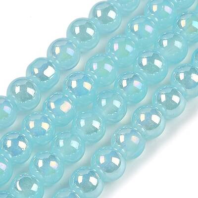 Baking Painted Electroplate Glass Beads Strands