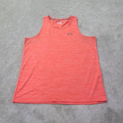 Under Armour Tank Women X Large Orange Heatgear Top Sleeveless Logo Loose Fit