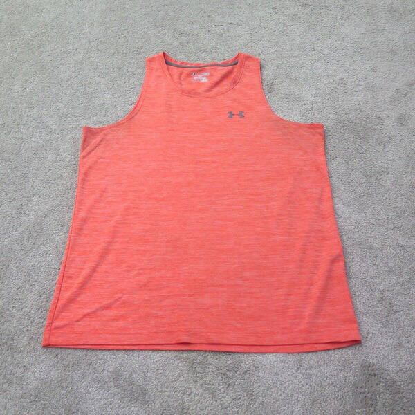 Under Armour Tank Women X Large Orange Heatgear Top Sleeveless Logo Loose Fit