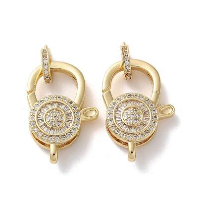 Brass Pave Clear Cubic Zirconia Lobster Claw Clasps