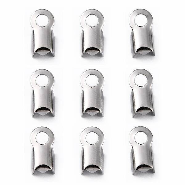 Tarnish Resistant 304 Stainless Steel Fold Over Crimp Cord Ends