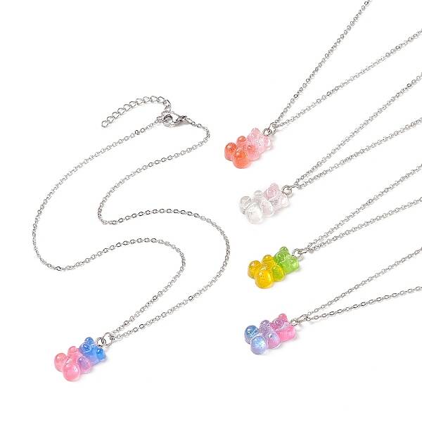 Resin Bear Pendant Necklace