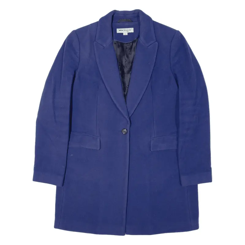 REISS Nineteen Seventyone Overcoat Coat Blue Wool Womens M