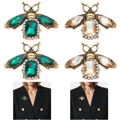 4Pcs 2 Colors Bee Rhinestones Pin