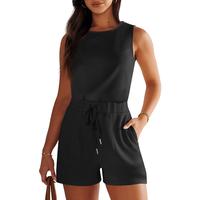 ANRABESS Women's Rompers 2025 Basic Casual Summer Sleeveless Adjustable Waist Shorts Jumpsuits With Pockets Minimalist Outfit...