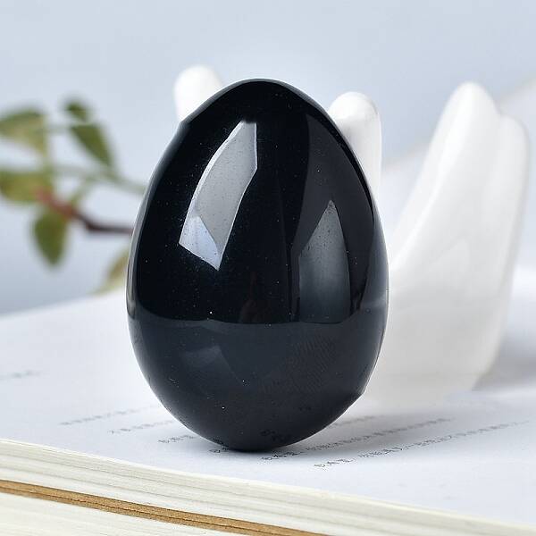 Natural Obsidian Carved Healing Egg Figurines