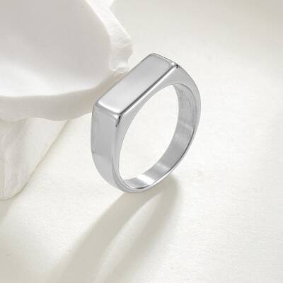 304 Stainless Steel Rectangle Finger Rings for Women