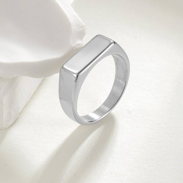 304 Stainless Steel Rectangle Finger Rings for Women