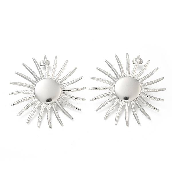 304 Stainless Steel Flower Stud Earrings for Women
