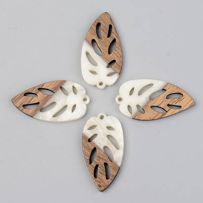 Opaque Resin & Walnut Wood Pendants