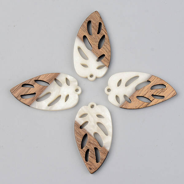 Opaque Resin & Walnut Wood Pendants
