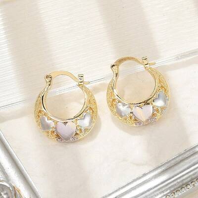 Brass Two Tone Hoop Earrings