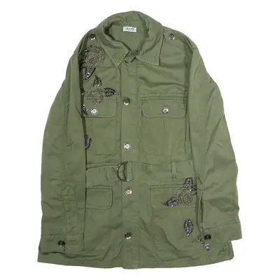 LIU JO Embellished Womens Trench Jacket Green UK 6