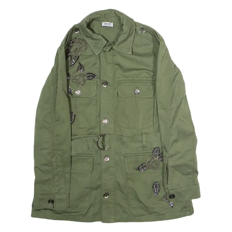 LIU JO Embellished Womens Trench Jacket Green UK 6