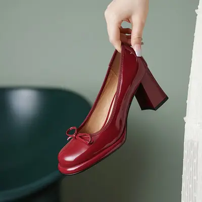 CHIKO Shiquita Square Toe Block Heels Pumps Shoes