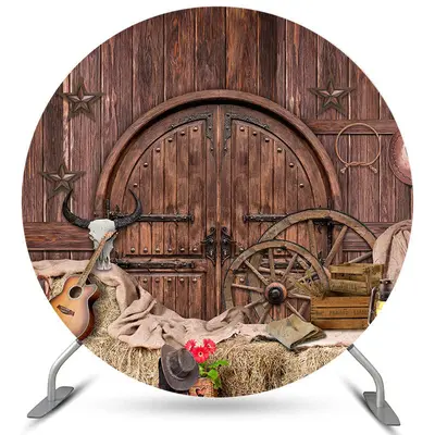 Aperturee Circle Brown Wooden And Western Cowboy Birthday Backdrop | Simple Backdrop For Birthday | Happy Birthday Backdrop |...