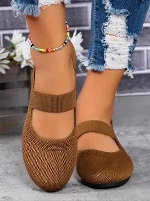 Women's Solid Color Dance Shoes, Casual Comfortable Slip-on Flat Shoes for Daily Footwear, Breathable Ballet Shoes for Women ...