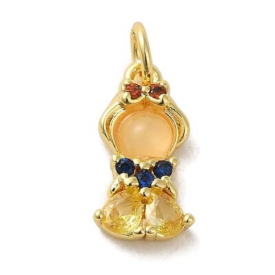 Brass Micro Pave Colorful Cubic Zirconia Glass Pendants
