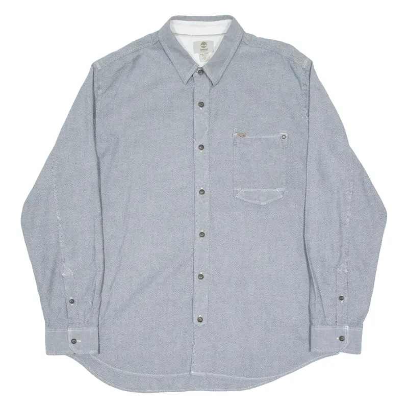 TIMBERLAND Slim Mens Plain Shirt Grey Long Sleeve 2XL