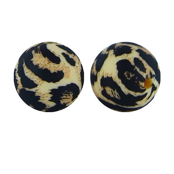 Silicone Beads Loose Silicone Beads Kit Leopard Print Silicone Beads for Keychain Making Bracelet Necklace