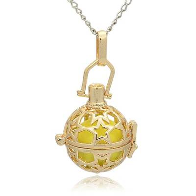Golden Tone Brass Hollow Round Cage Pendants
