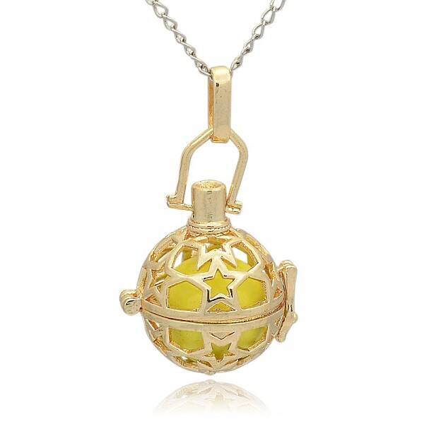 Golden Tone Brass Hollow Round Cage Pendants