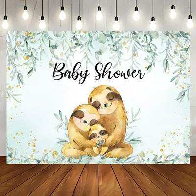 Aperturee Family Green Plant Gold Baby Shower Backdrop