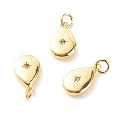 Brass Micro Pave Clear Cubic Zirconia Pendants