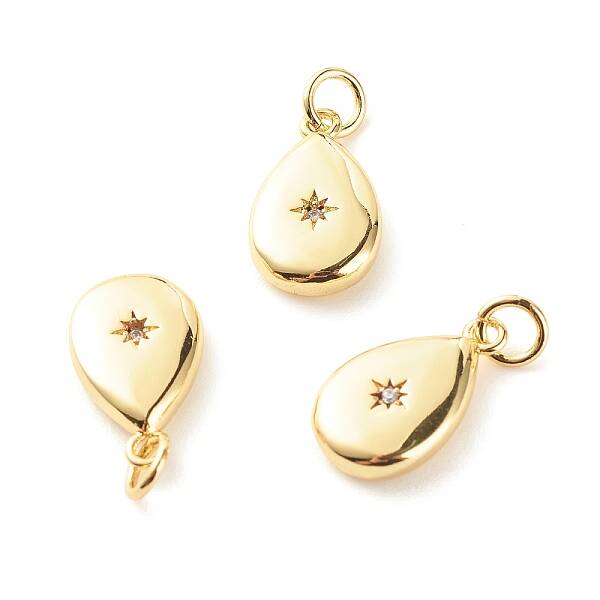 Brass Micro Pave Clear Cubic Zirconia Pendants