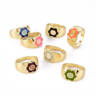 Alloy Enamel Wide Band Rings
