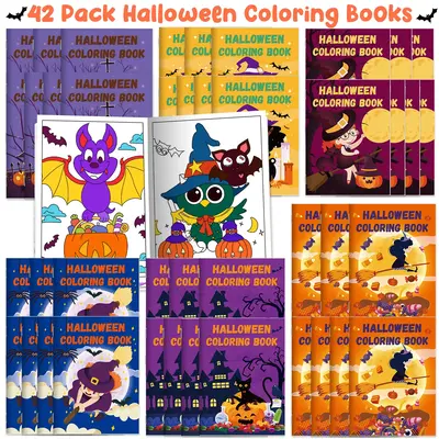 42 Pack Halloween Coloring Books for Kids Halloween Party Favors Bulk Mini Coloring Books for Ages 4-8-12 Small Trick or Trea...