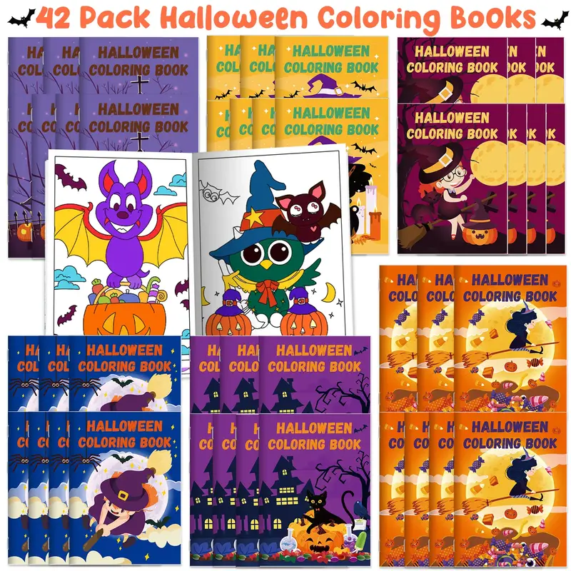 42 Pack Halloween Coloring Books for Kids Halloween Party Favors Bulk Mini Coloring Books for Ages 4-8-12 Small Trick or Trea...