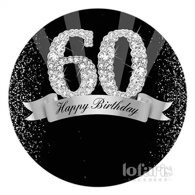 Aperturee Black And Grey Happy 60Th Birthday Circle Backdrop | Custom Birthday Backdrops | Backdrop For Birthday Party | Diy ...