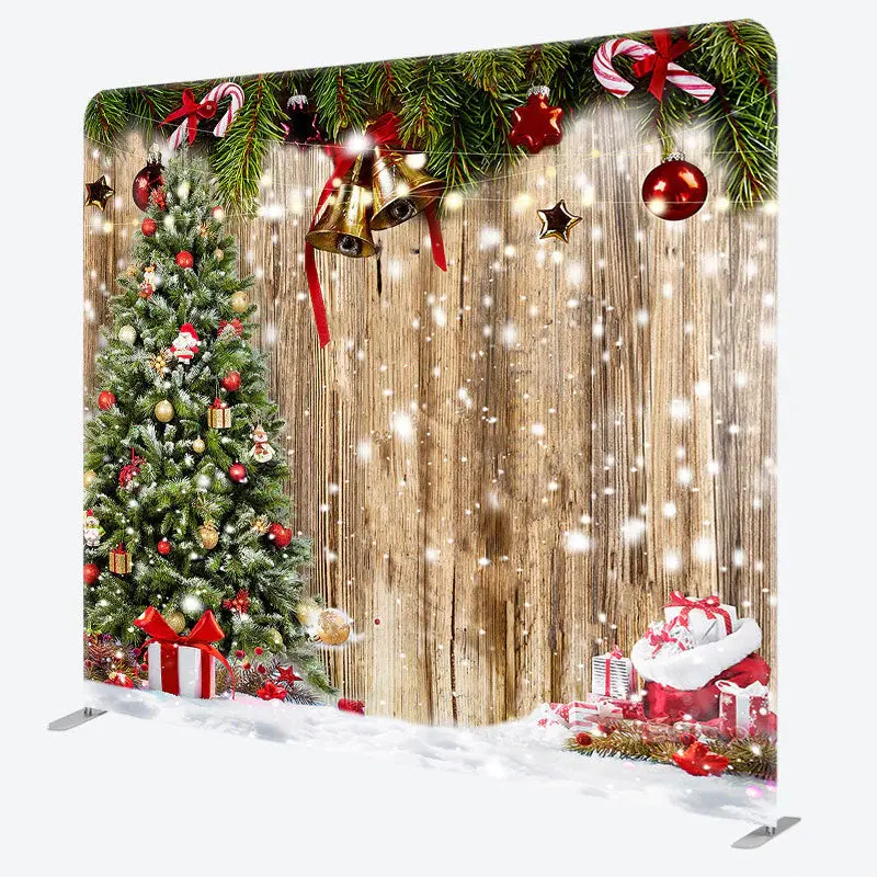 Aperturee Snowy Wooden Christmas Double-Sided Square Backdrop - Aperturee