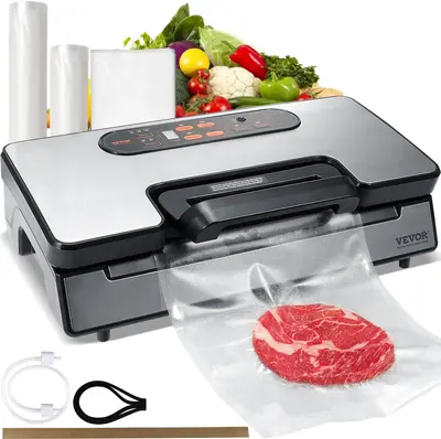VEVOR Vacuum Sealer Machine, 90Kpa 130W Powerful Dual Pump and Dual Sealing, Dry and Moist Food Storage, Automatic and Manual...