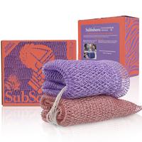 SubSahara Authentic African Net Sponge - 2 Pieces Exfoliating Scrubber for All Skin Types, Personal Travel Portable, Blush Pi...