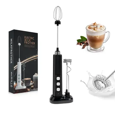 3-in-1 Electric Milk Frother, 1 Set 3-Speeds Adjustable Handheld Electric Mixer, Portable Electric Mixer for Making Coffee, M...